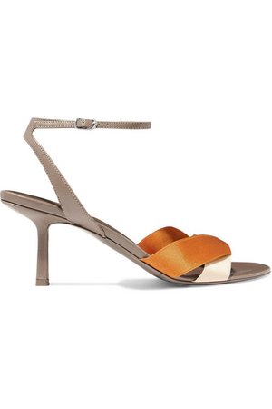 The Row | Ribbons leather and satin sandals | NET-A-PORTER.COM