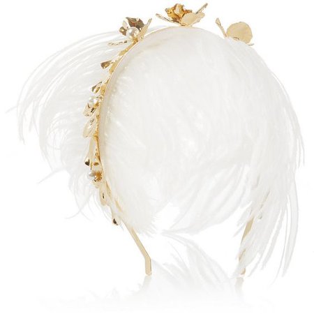 Rosantica Gold-tone, pearl and feather headband