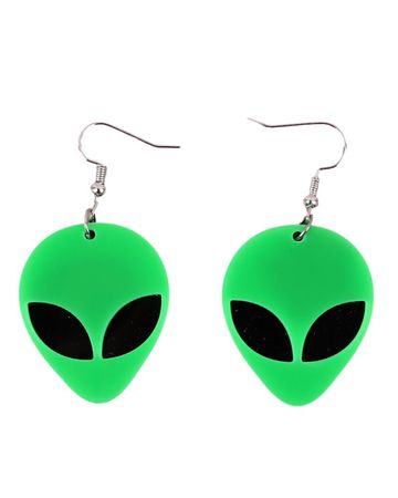 Neon alien earrings