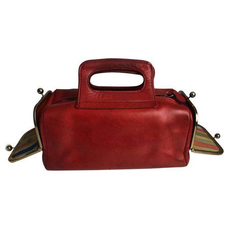 Bonnie Cashin for Coach Double Header Tote Mailbox Bag 60s Red Leather For Sale at 1stDibs
