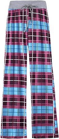 Kirnapci Women Casual Pants High Waist Lace Up Straight Print Wide Leg Trousers Loungewear at Amazon Women’s Clothing store