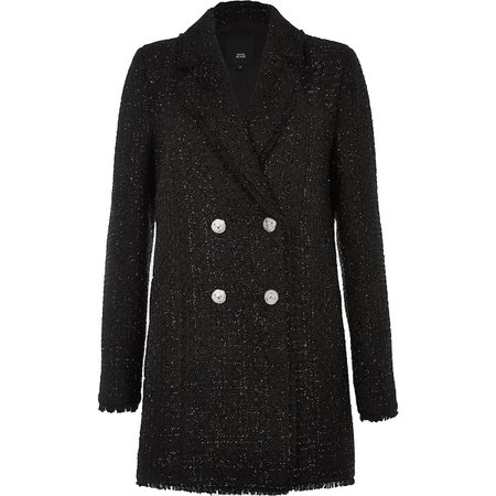 Black boucle longline jacket - Blazers - Coats & Jackets - women