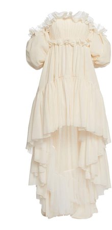 Giambattista Valli Off-The-Shoulder Asymmetric Cotton-Blend Dress Size