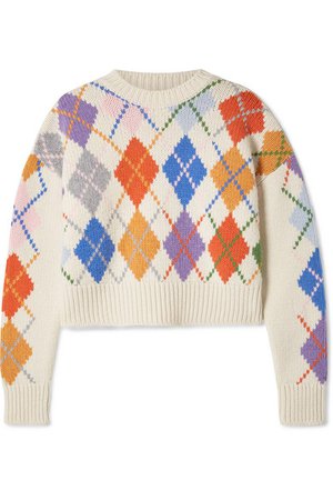 Miu Miu | Cropped argyle wool sweater | NET-A-PORTER.COM