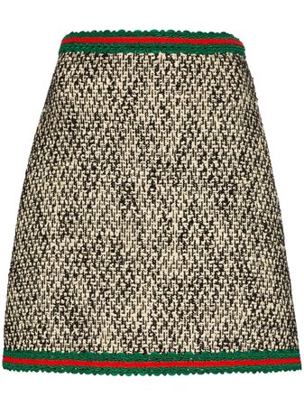 Gucci Embroidered Web Tweed Mini Skirt - Farfetch
