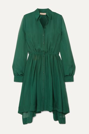 Green Pleated silk-chiffon mini dress | Alaïa | NET-A-PORTER
