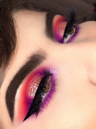 red and purple makeup