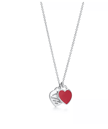 tiffany and co double heart necklace red