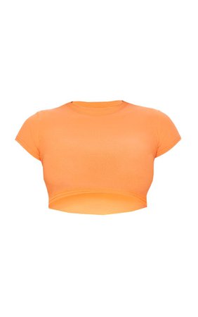 Basic Neon Orange Short Sleeve Crop T Shirt | PrettyLittleThing USA