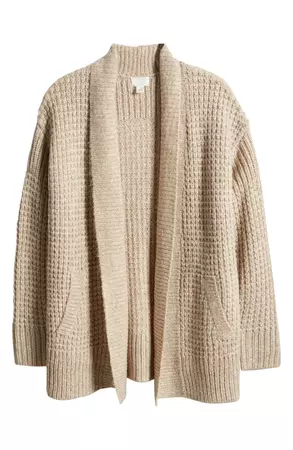 Caslon® Oversize Open Front Waffle Knit Cardigan | Nordstrom