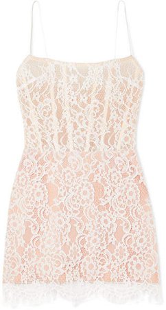 Lace And Tulle Mini Dress - White