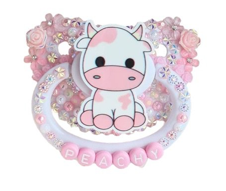 Pink cow adult paci