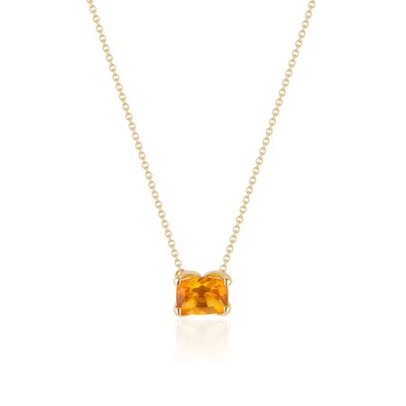 Fire Opal "H" Necklace In 18K Yellow Gold | Hannah Allene | Wolf & Badger