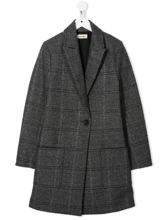 Zadig & Voltaire Kids single-breasted checked-pattern coat