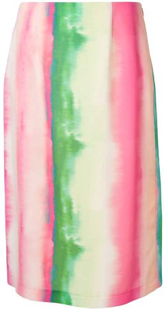 Watercolor Gradient Striped midi skirt