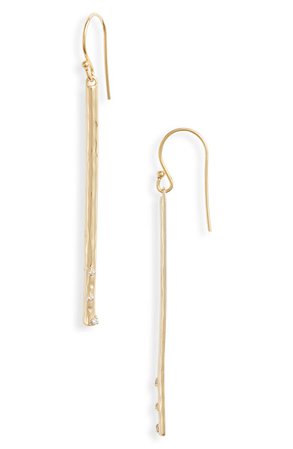 Argento Vivo Sterling Silver Cubic Zirconia Hammered Stick Drop Earrings | Nordstrom