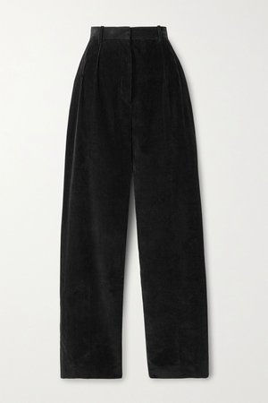 Black Chandler cotton-corduroy straight-leg pants | The Row | NET-A-PORTER