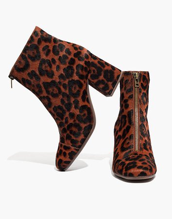 The Amalia Zip Boot in Leopard Calf Hair brown