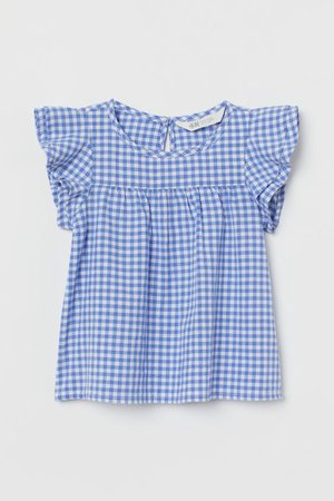 Cotton blouse - Blue/White checked - Kids | H&M GB