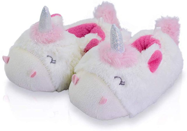 Amazon.com | LA PLAGE Kid/Girl's Fleece Non-Skid Cozy Soft Unicorn Slippers, Warm&Cute 8-9 US Unicorn | Slippers