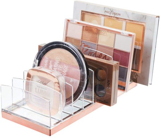 Amazon.com: mDesign Plastic Makeup Organizer for Bathroom Countertops, Vanities, Cabinets: Cosmetics Storage Solution for - Eyeshadow Palettes, Contour Kits, Blush, Face Powder - 9 Sections - Clear/Rose Gold: Gateway