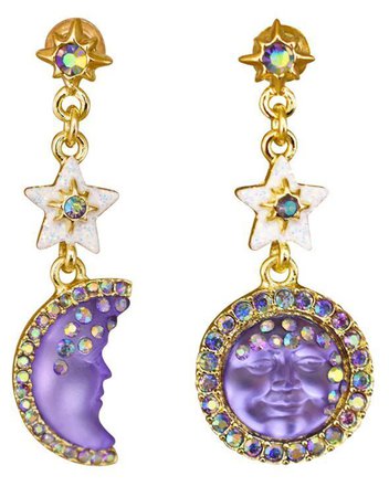 KIRKS FOLLY Goddess Seaview Moon Asymmetric Pierced Earrings (Goldtone/Purple | eBay