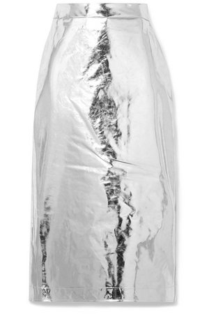 McQ Alexander McQueen | Metallic vinyl midi skirt | NET-A-PORTER.COM