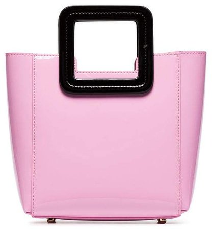 Staud pink and black Shirley mini patent leather tote bag