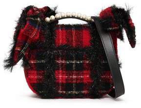 Embellished Checked Boucle-tweed Shoulder Bag