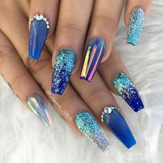Pinterest - 70+ Attractive Acrylic Green and Blue Glitter Coffin NailsTo Try This Winter – Page 7 – Chic Cuties Blog | nails