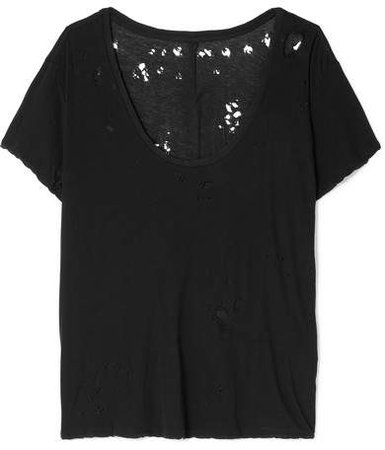 Unravel Project - Distressed Slub Cotton-jersey T-shirt - Black