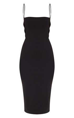 Black Side Cut Out Detail Midi Dress | PrettyLittleThing