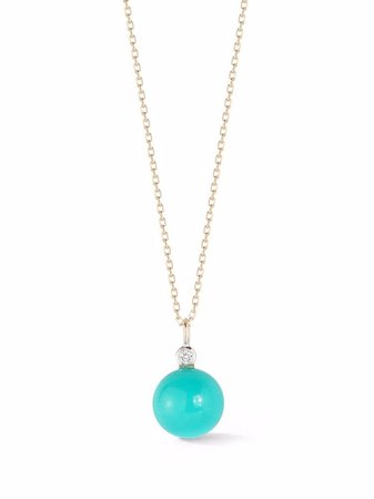 Mateo 14kt yellow gold Dot turquoise and diamond necklace