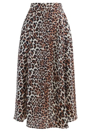 Cheetah Print A-Line Midi Skirt - Retro, Indie and Unique Fashion