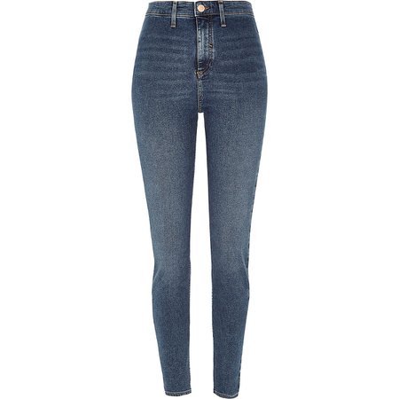 Mid blue Kaia high waisted skinny disco jeans - Jeggings - Jeans - women