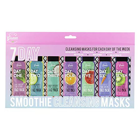 Amazon.com : Live Green 7 Day Smoothie Cleansing Face Mask Set, Brightening Face Mask Pack, Spa Kit for Women, Beauty Masks for Face, 7 Single Use Hydrating Facial Masks with a Variety of Flavors and Scents : Beauty