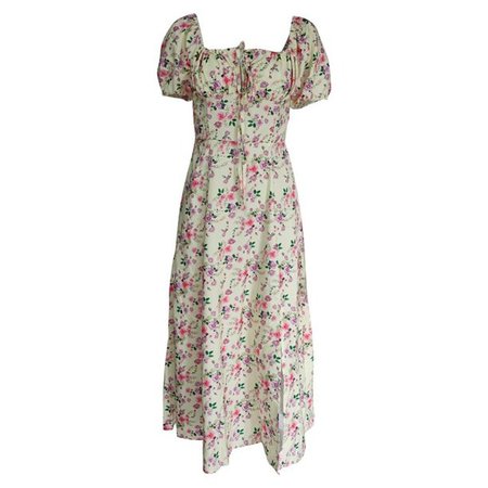 Women Boho Dress Cottagecore Spring Summer Dress Wrap Floral Casual Vintage Female Square Neck Dress - Walmart.com
