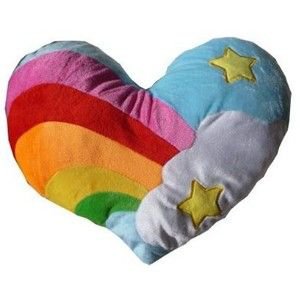 Rainbow Heart Pillow Cloud and Stars
