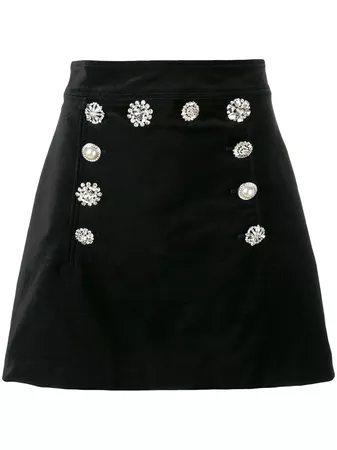 Veronica Beard Jewel Embellished Velvet Skirt - Farfetch