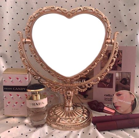 gold heart mirror png