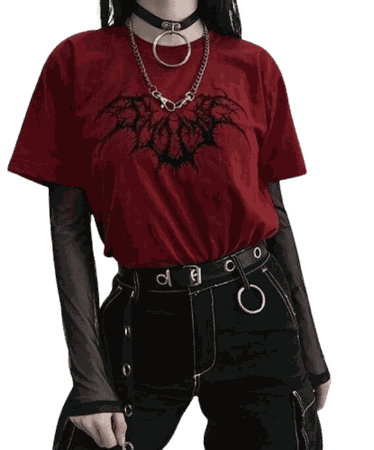 Red And Black Emo Grunge Outfit