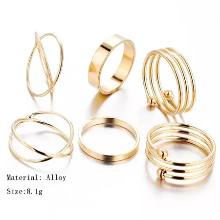 6 Peças Retro À Moda da Cor do Ouro Anéis Set Geometria Fulvo Joint Knuckle Anel Unha Arte Para A Menina Mulheres em Anéis de Jóias & Acessórios no AliExpress.com | Alibaba Group
