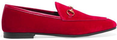 Jordaan Horsebit-detailed Leather-trimmed Velvet Loafers - Red