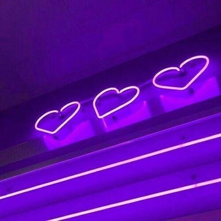 purple neon hearts
