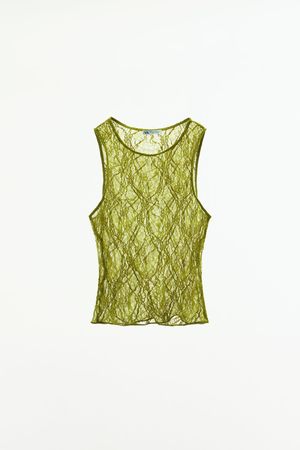 TEXTURED LACE TOP - Green | ZARA United States