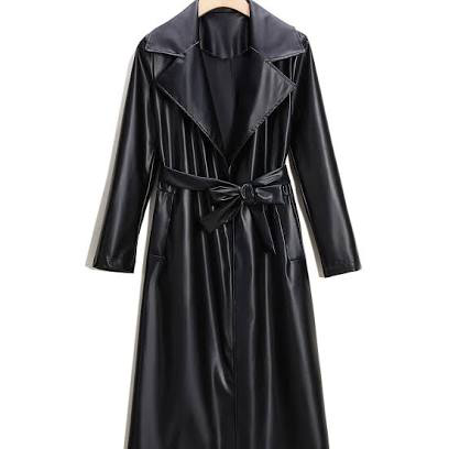 fake leather trench