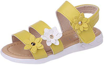 Amazon.com | Vokamara Big Girls Fashion Strap Sandals Summer Shoes X-Yellow 22 | Sandals