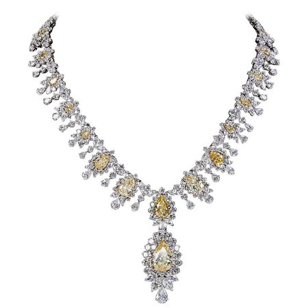 Yellow Diamond Necklace For Sale at 1stdibs