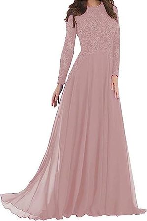 Amazon.com: Mother of The Bride Dresses Lace Evening Dress Long Sleeve Chiffon Formal Party Gowns : Clothing, Shoes & Jewelry