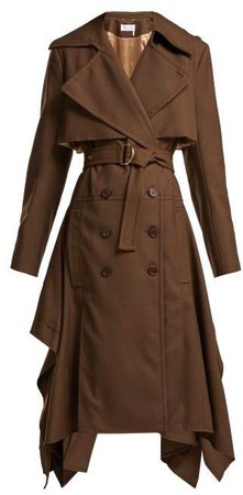 Wool Gabardine Trench Coat - Womens - Brown